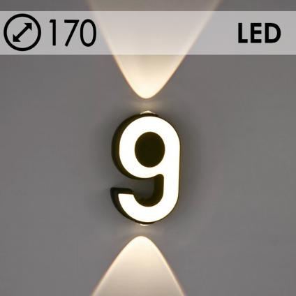 Светильник уличный настенный Цифра 9 BK+WH LED 4-7W h170, OUN24